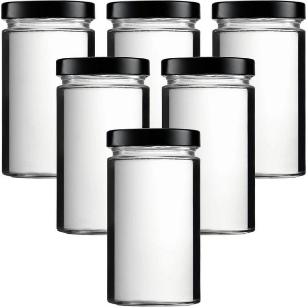 mikken Einmachglas 6 leere Einkochlgläser 720ml mit Schraubdeckel, (6er Set), stapelbar & platzsparend