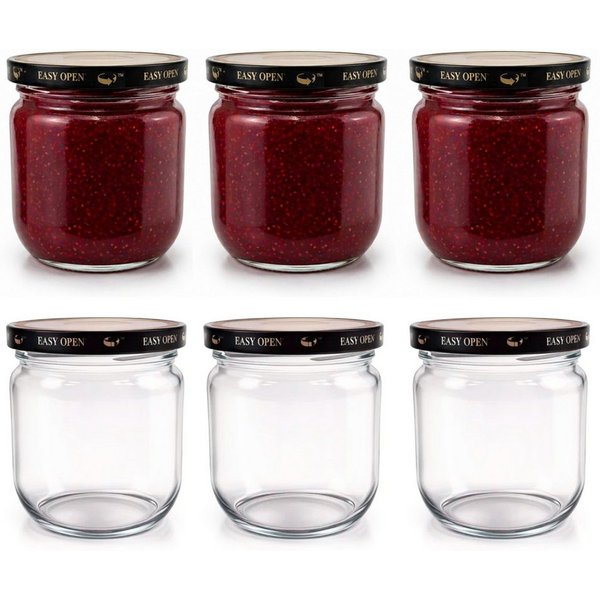 mikken Einmachglas 6x Marmeladenglas 425 ml mit Easy-Open Deckel Orbit™, (Spar-Set), einfaches Öffnen von vakuumierten Gläsern ohne Kraftaufwand