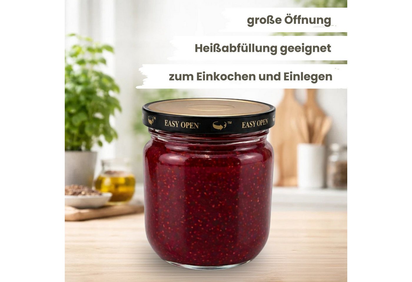 mikken Einmachglas 6x Marmeladenglas 425 ml mit Easy-Open Deckel Orbit™, (Spar-Set), einfaches Öffnen von vakuumierten Gläsern ohne Kraftaufwand – Bild 2 von 5