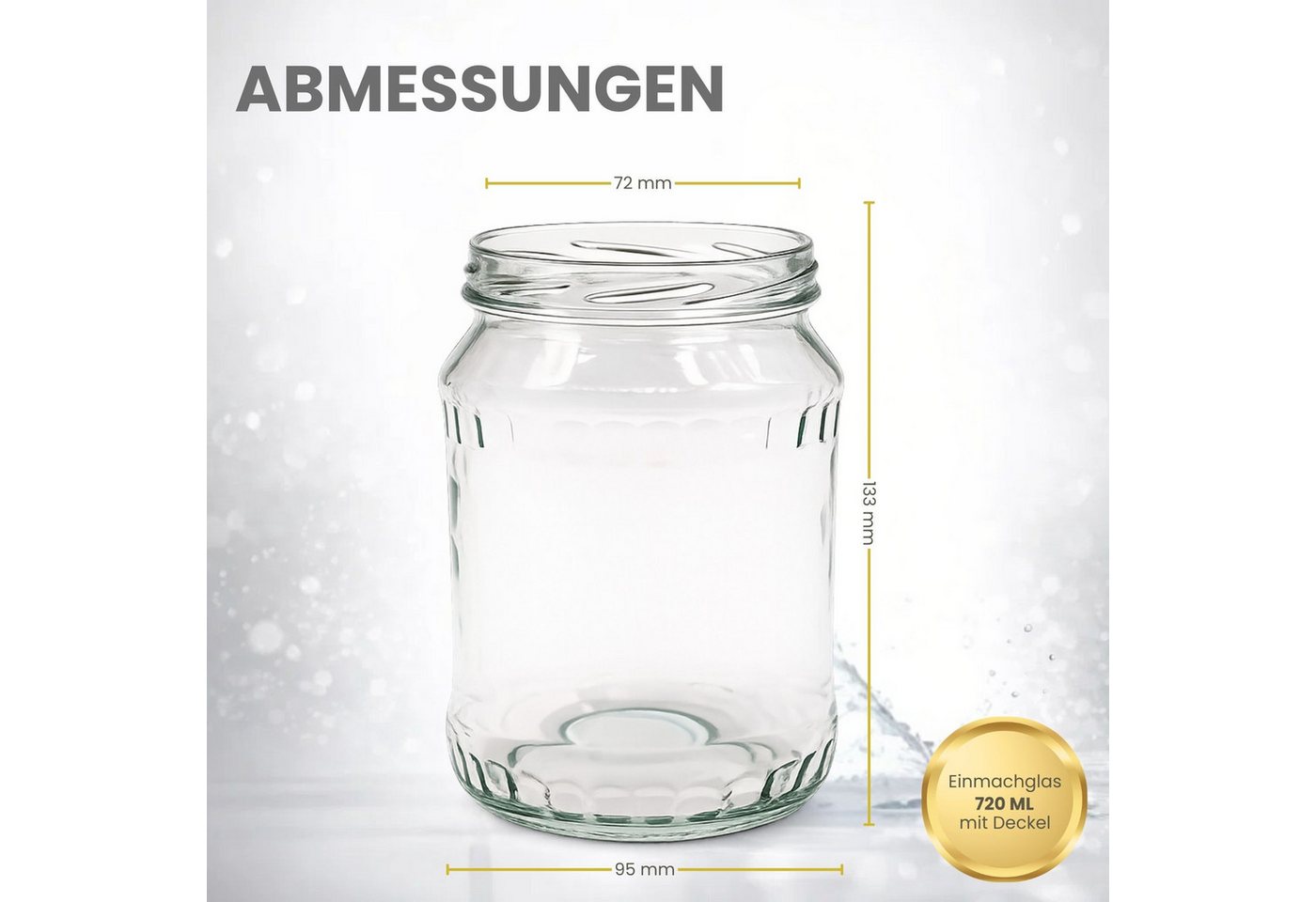 mikken Einmachglas 720ml mit Relief große Einkochgläser Gurkengläser Vorratsgläser, (Set, 30-tlg), luftdicht, zum pasteurisieren geeignet – Bild 3 von 4