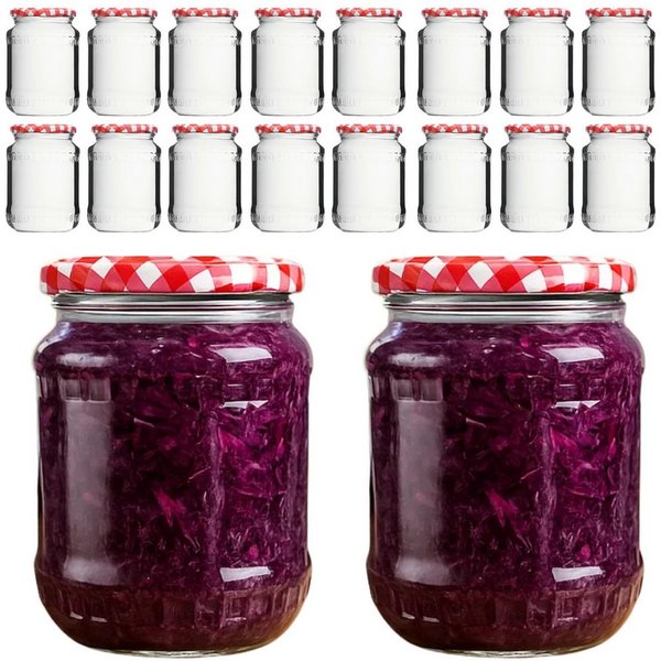 mikken Einmachglas 720ml mit Relief große Einkochgläser Gurkengläser Vorratsgläser, (Set, 18-tlg), luftdicht, zum pasteurisieren geeignet