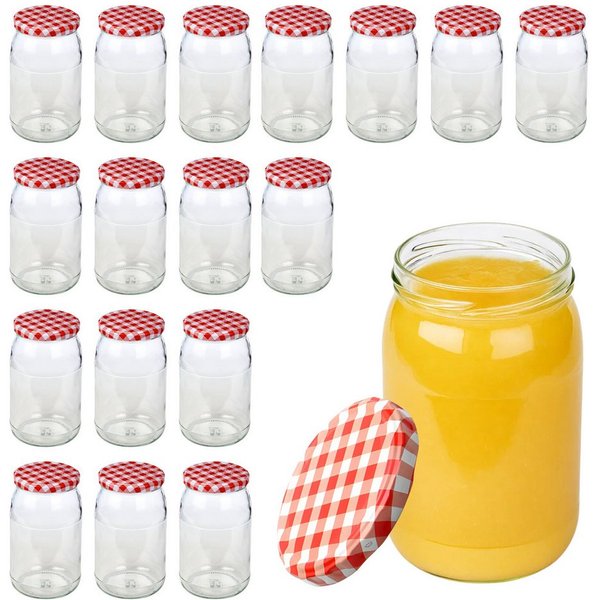 mikken Einmachglas 900 ml große Einmachgläser Einkochgläser Schraubgläser Vorratsgläser, (Set, 18-tlg., Spar-Set), luftdicht schließend, zum pasteurisieren geei