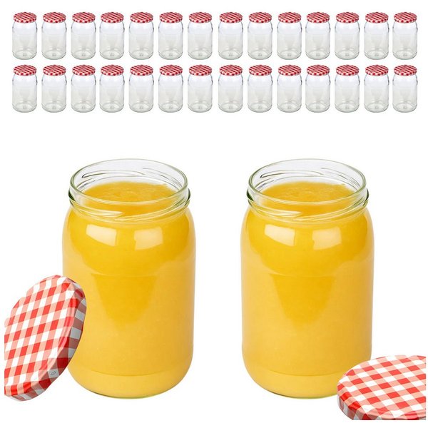 mikken Einmachglas 900 ml große Einmachgläser Einkochgläser Schraubgläser Vorratsgläser, (Set, 30-tlg., Spar-Set), luftdicht schließend, zum pasteurisieren geei
