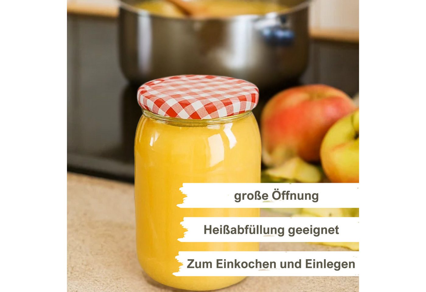 mikken Einmachglas 900 ml große Einmachgläser Einkochgläser Schraubgläser Vorratsgläser, (Set, 30-tlg., Spar-Set), luftdicht schließend, zum pasteurisieren geei – Bild 4 von 4