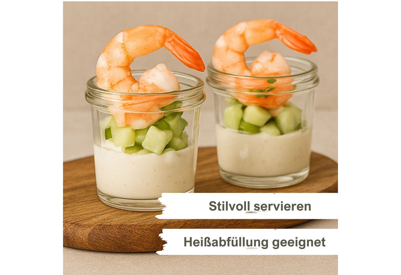 mikken Einmachglas kleine Bechergläser 65 ml mini Gläschen mit Etiketten, (Spar-Set, 20er Set), Sturzform – Bild 5 von 5