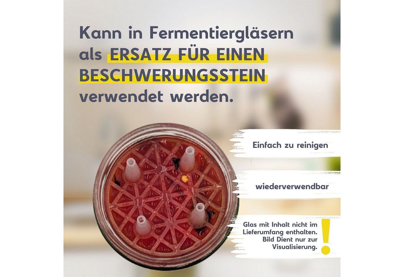 mikken Fermentationsdeckel Fermentiergitter Eintauchgitter Ø 10,5 cm passend für TO100 Gläser, (Spar-Set, 15-tlg), PVC-frei, Ø 10 cm, Öffnung 90-94 mm – Bild 5 von 5