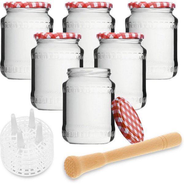mikken Fermentationsglas Fermentieren Starter Set 6x720 ml mit Relief