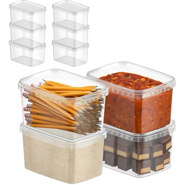mikken Frischhaltedose Gefrierdose 1800 ml mit Frischhaltedose mit Deckel, (Spar-Set, 10-tlg., 10er bis 100er Set), stapelbar, luftdicht, verschiedene Set-Größe