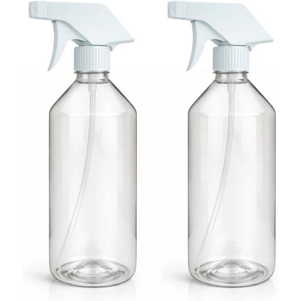 mikken Sprühflasche leere Flasche 500 ml aus PET transparent Laborflasche mit Trigger, (Spar-Set, 2-tlg., 2er, 4er, 6er, 10er), Fassungsvermögen: 0,5 Liter, Mad