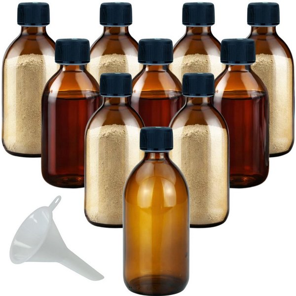 mikken Vorratsglas 10x Apothekerflasche 500ml braun mit Schraubverschluss Medizinflasche, (10er Set), Apothekerqualität, UV-Schutz