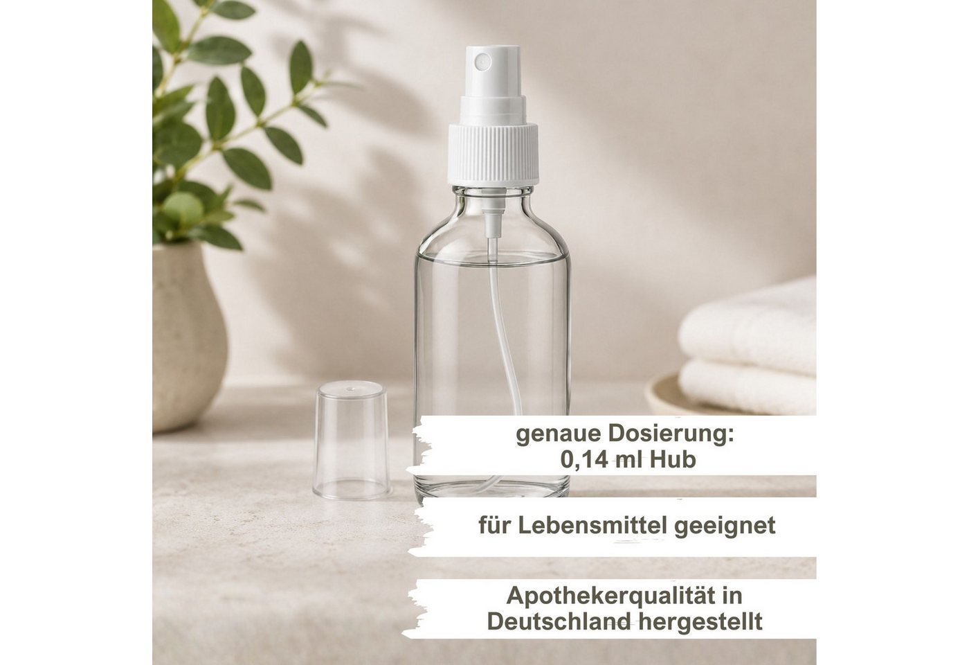 mikken Zerstäuberflasche 4er Set Sprühflasche 50 ml Glas Apothekerflasche mit Zerstäuber, Apothekerqualität – Bild 3 von 3