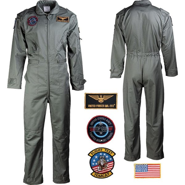 Mil-Tec Overall US Army Fliegerkombi mit Abzeichen