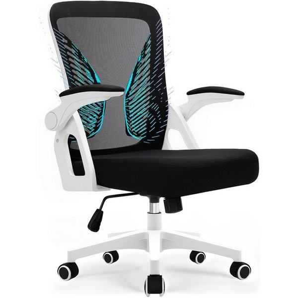 Milacyee Bürostuhl Ergonomischer Bürostuhl mit 90° klappbaren, gepolsterten Armlehnen (Höhenverstellbarer Atmungsaktiv Chefsessel mit geräuscharmen Rollen,Drehs