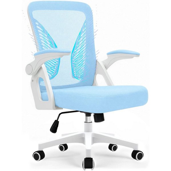 Milacyee Bürostuhl Ergonomischer Bürostuhl mit 90° klappbaren, gepolsterten Armlehnen (Höhenverstellbarer Atmungsaktiv Chefsessel mit geräuscharmen Rollen,Drehs