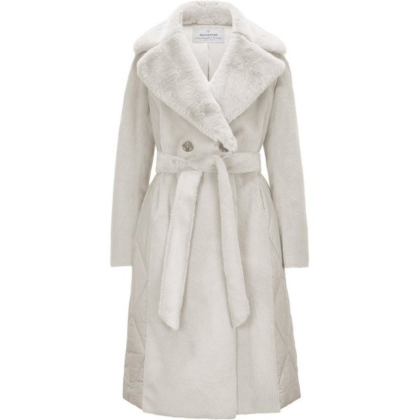 MILESTONE Fellimitatmantel MSAnthea 2-reihiger Mantel aus Kunstpelz-Stepp-Mix im Trench-Look
