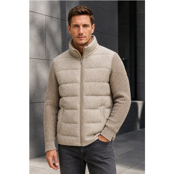 MILESTONE Hybridjacke MSChester Steppjacke mit Strickelementen in Jersey Qualität aus Wollmischung