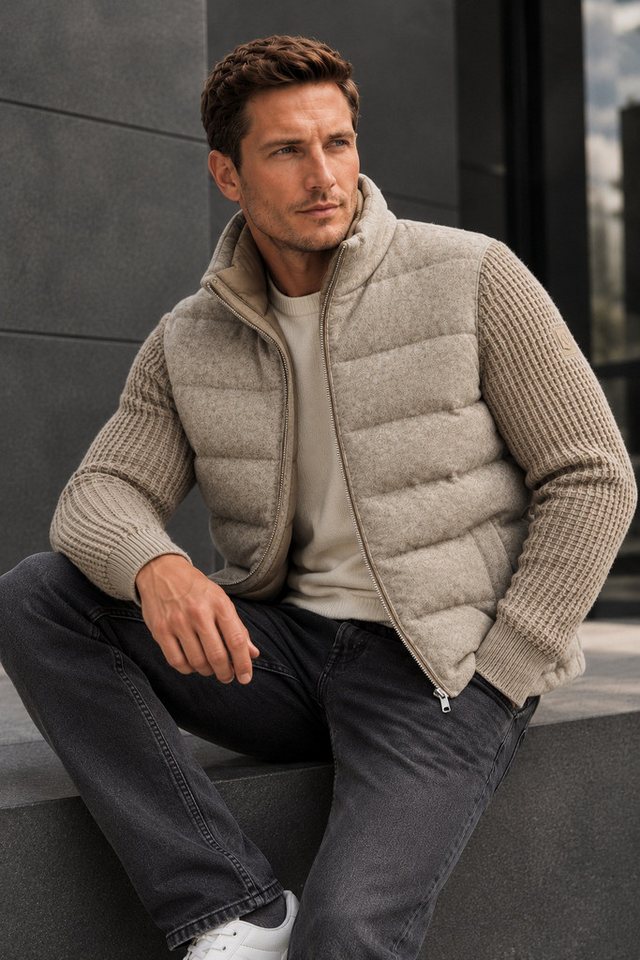 MILESTONE Hybridjacke MSChester Steppjacke mit Strickelementen in Jersey Qualität aus Wollmischung – Bild 3 von 5