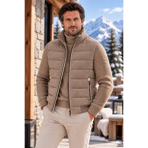 MILESTONE Hybridjacke MSDean edles Microvelours, atmungsaktiv, wasserabweisend mit Strickelementen