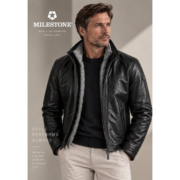 MILESTONE Lederjacke MSBarney Lammleder 2-Tone Optik mit herausnehmbarem Windstopper