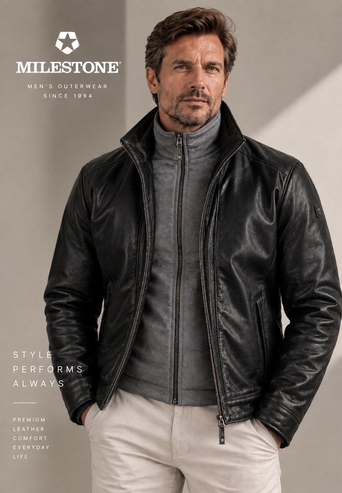 MILESTONE Lederjacke MSBarney Lammleder 2-Tone Optik mit herausnehmbarem Windstopper – Bild 2 von 5