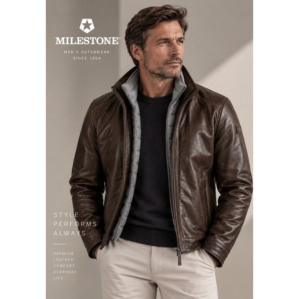 MILESTONE Lederjacke MSBarney Lammleder 2-Tone Optik mit herausnehmbarem Windstopper