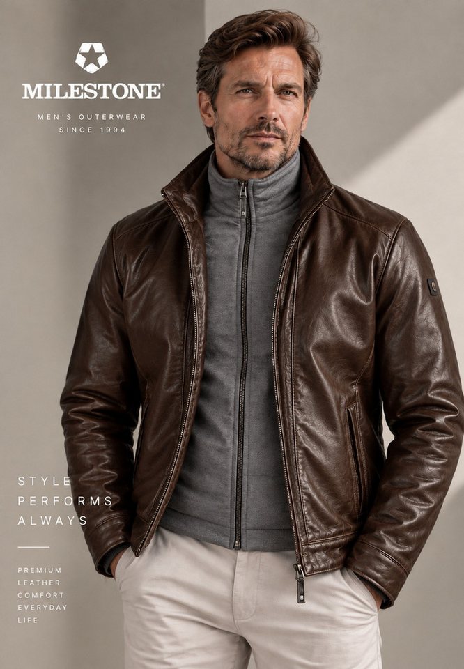 MILESTONE Lederjacke MSBarney Lammleder 2-Tone Optik mit herausnehmbarem Windstopper – Bild 2 von 5