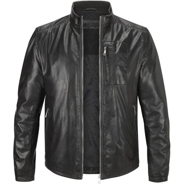 MILESTONE Lederjacke MSJumper aus feinem Lammleder Stehkragen mit Strickdetails