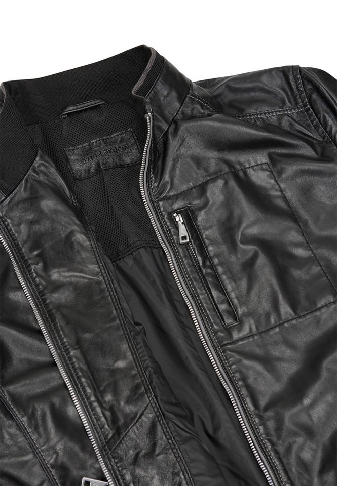 MILESTONE Lederjacke MSJumper aus feinem Lammleder Stehkragen mit Strickdetails – Bild 4 von 4