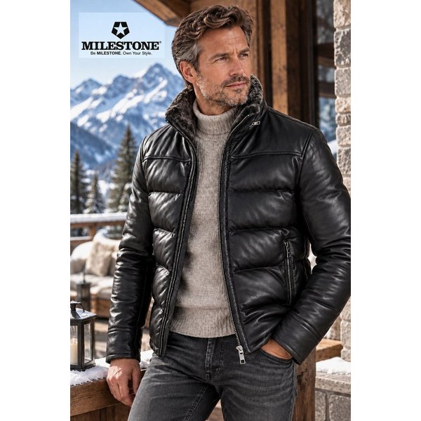 MILESTONE Lederjacke MSKilian Lammlederjacke mit echtem Lammfellkragen und warmer Wattierung