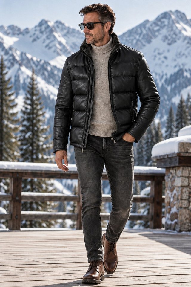 MILESTONE Lederjacke MSKilian Lammlederjacke mit echtem Lammfellkragen und warmer Wattierung – Bild 3 von 5