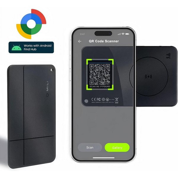 Mili Bluetooth Tracker Karte&Schlüsselfinder mit "Google Find My Device" GPS-Tracker (Wiederaufladbar & Ultra-Dünn für Geldbeutel & Passhülle,Kein Abo)