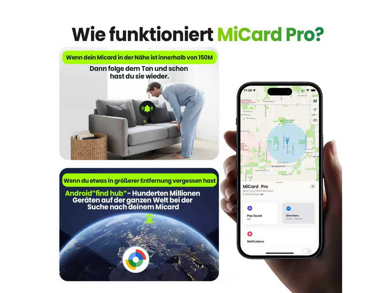 Mili Bluetooth Tracker Karte&Schlüsselfinder mit "Google Find My Device" GPS-Tracker (Wiederaufladbar & Ultra-Dünn für Geldbeutel & Passhülle,Kein Abo) – Bild 3 von 5