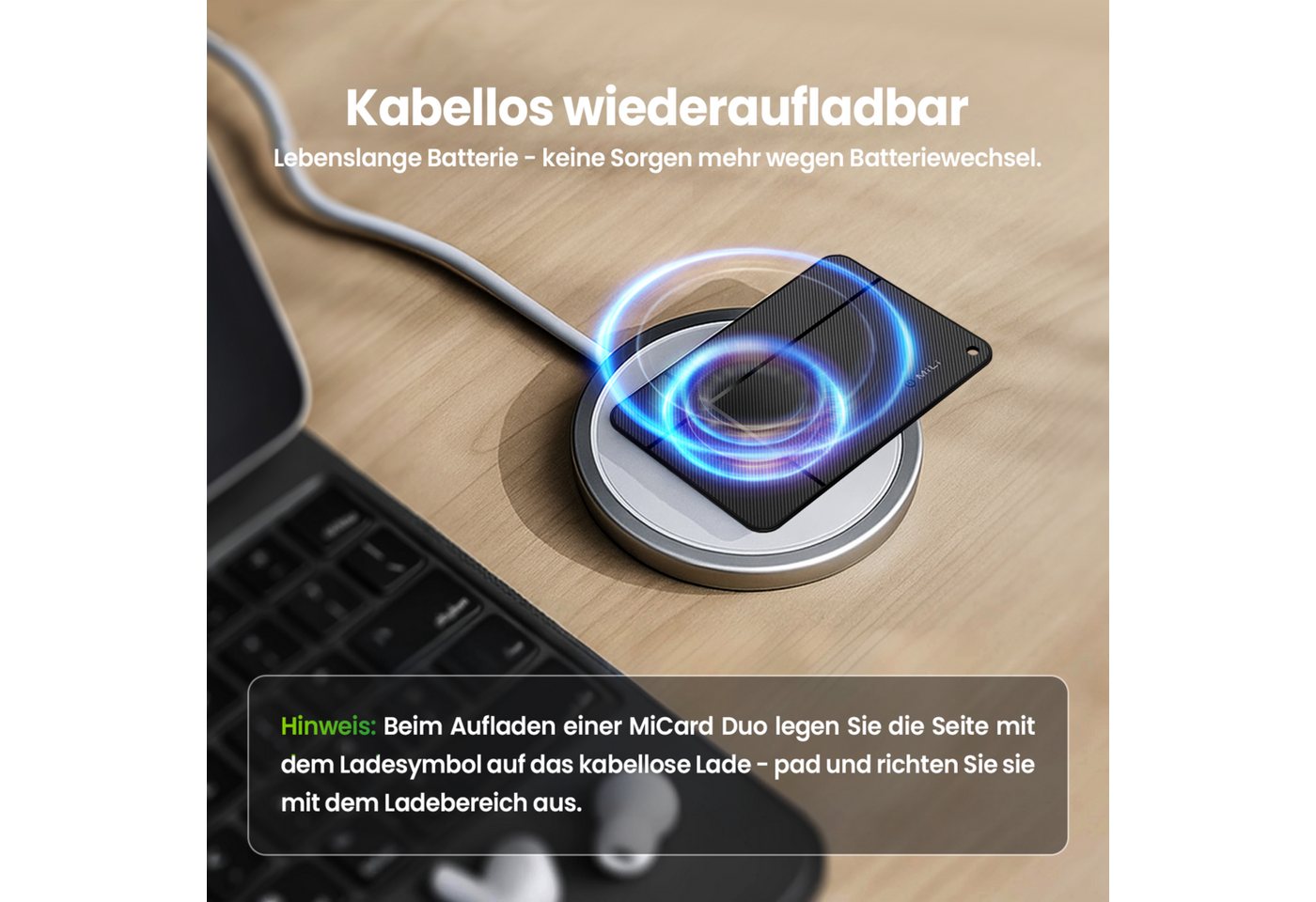 Mili Bluetooth Tracker Karte&Schlüsselfinder mit "Google Find My Device" GPS-Tracker (Wiederaufladbar & Ultra-Dünn für Geldbeutel & Passhülle,Kein Abo) – Bild 5 von 5