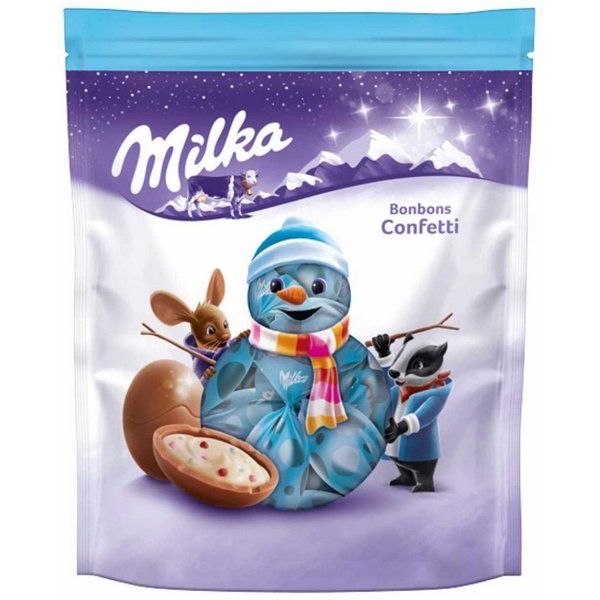 MILKA Schokolade, Milka Bonbons Confetti Alpenmilchschokolade mit Milchcremefüllung 86g