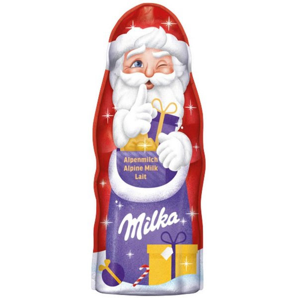 MILKA Schokolade, Milka Weihnachtsmann zarte und leckere Alpenmilch Schokolade 45g