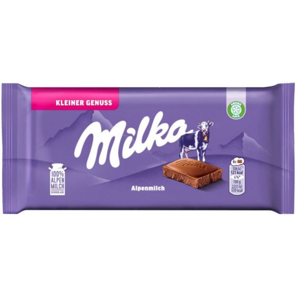 MILKA Schokolade, Milka die kleine Alpenmilch Schokoladentafel Packung 45g