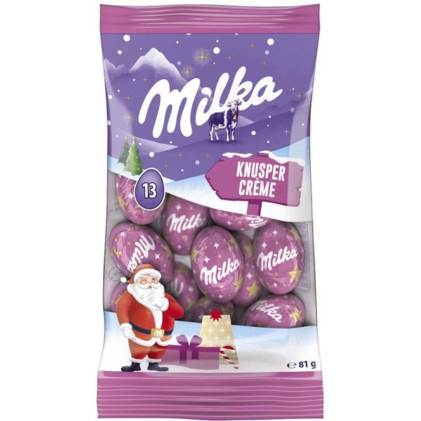 MILKA Schokolade, Milka Weihnachts Schoko Kugeln Knusper Creme Packung 81g