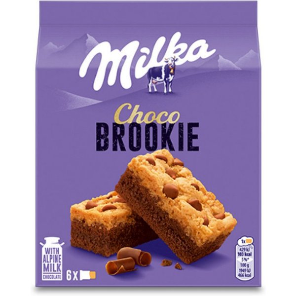 MILKA Schokolade, Milka Choco Brookie verpackte Schokokuchen mit Schokostückchen 132g