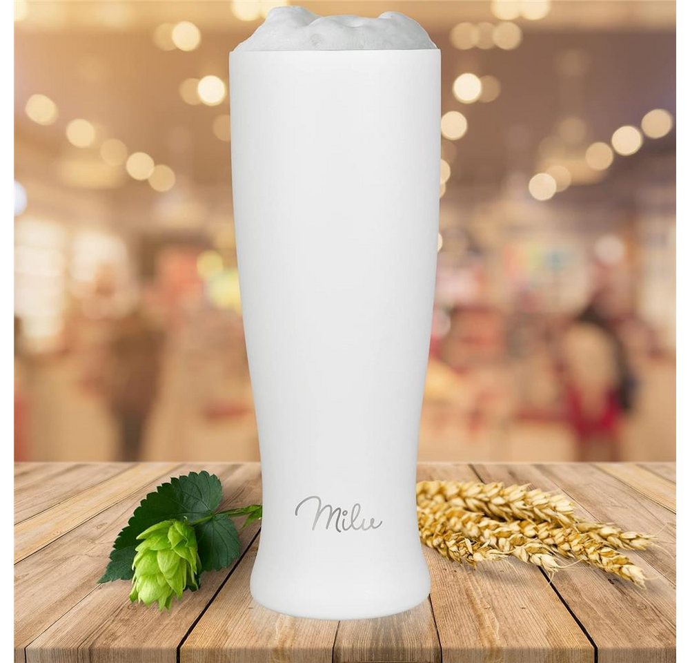 Milu Bierglas Weizenbierglas mit Deckel, Edelstahl, 500 ml, isoliert mit Deckel – Bild 2 von 5