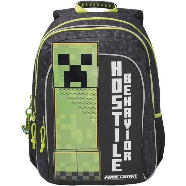 Minecraft Kinderrucksack - Rucksack mit Fronttasche und Seitennetzen (1-tlg)