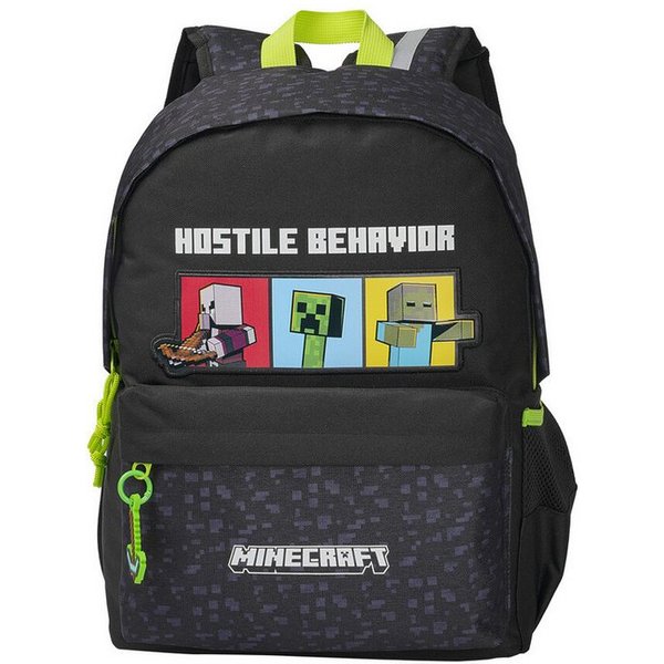 Minecraft Kinderrucksack - Rucksack mit Fronttasche und Seitennetzen (1-tlg)