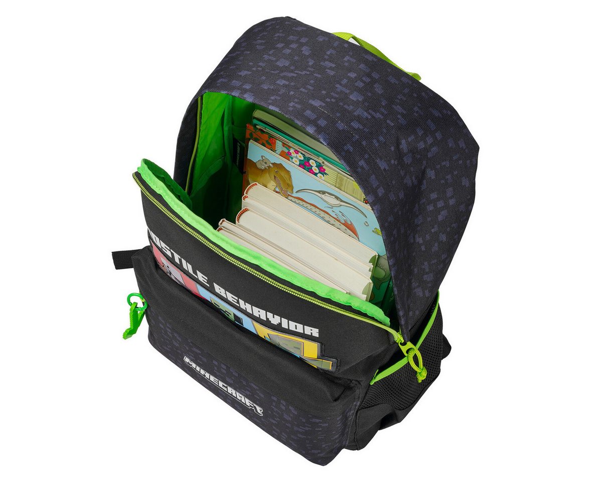 Minecraft Kinderrucksack - Rucksack mit Fronttasche und Seitennetzen (1-tlg) – Bild 5 von 5