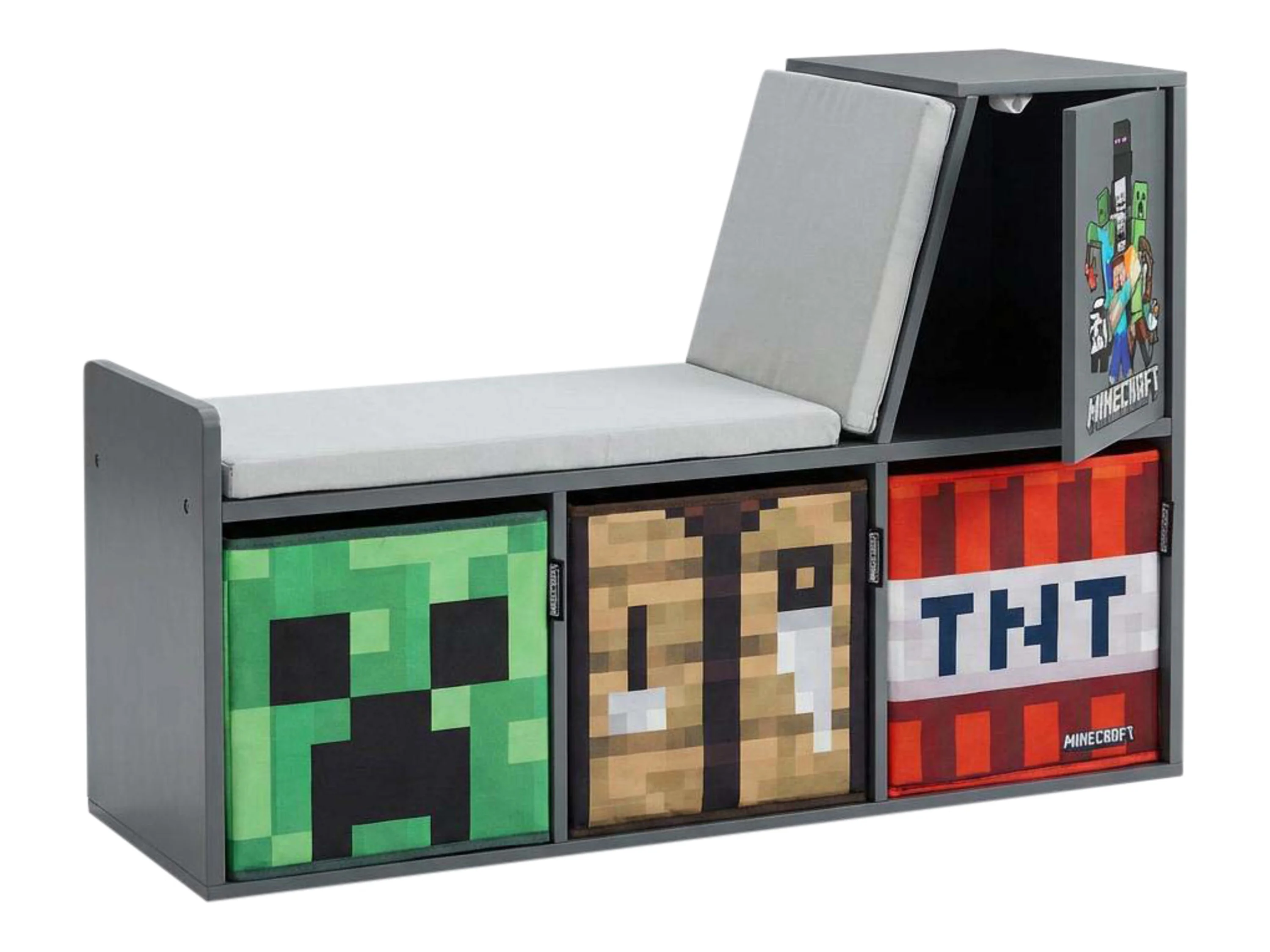 MINECRAFT Sitzbank / Leseregal, mit 3 Stauraumboxen – Bild 3 von 4