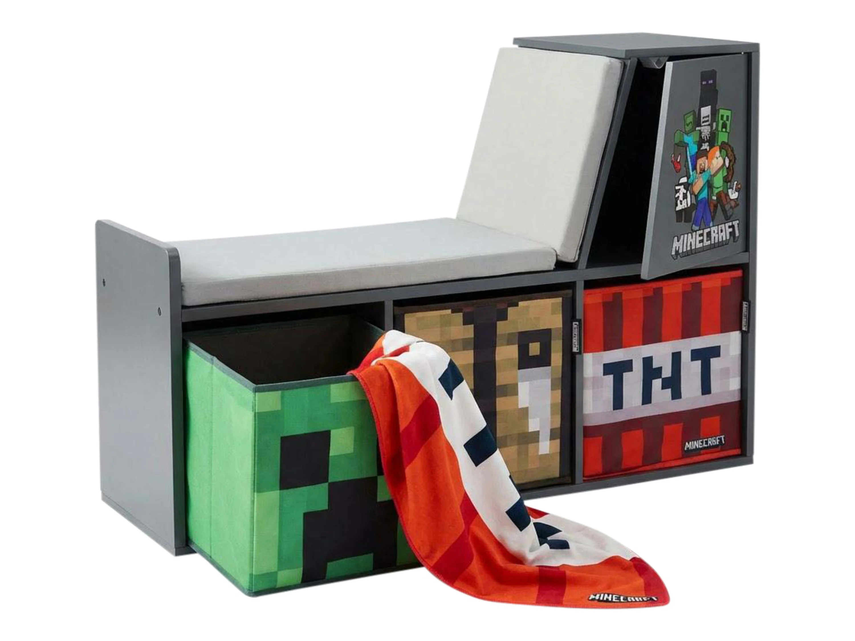 MINECRAFT Sitzbank / Leseregal, mit 3 Stauraumboxen – Bild 4 von 4