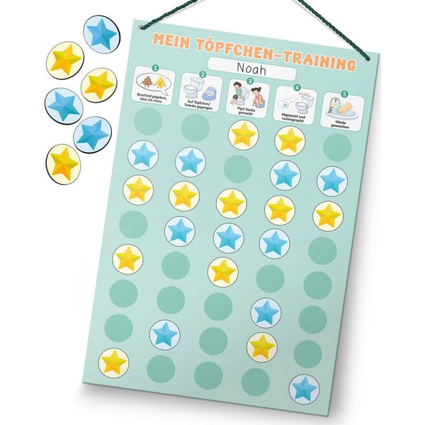 Mini Mindz Lernspielzeug Töpfchen Training Kinder magnetisch - Magnettafel mit 60 Magnete, Mit Kordel - Komplett beschreib- und abwischbar