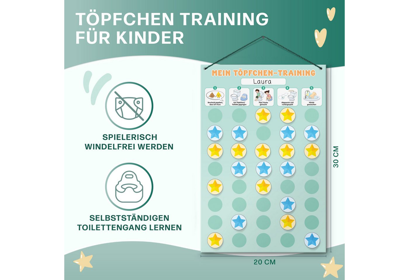 Mini Mindz Lernspielzeug Töpfchen Training Kinder magnetisch - Magnettafel mit 60 Magnete, Mit Kordel - Komplett beschreib- und abwischbar – Bild 2 von 5