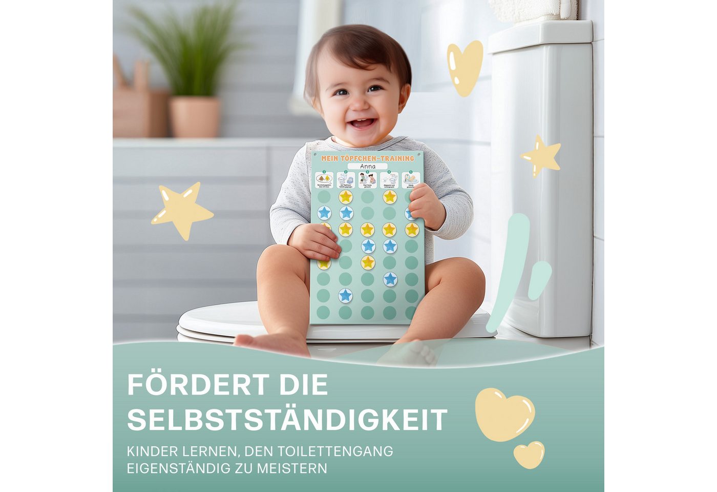 Mini Mindz Lernspielzeug Töpfchen Training Kinder magnetisch - Magnettafel mit 60 Magnete, Mit Kordel - Komplett beschreib- und abwischbar – Bild 3 von 5