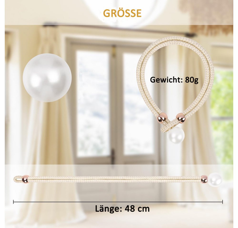 Minicloss Raffhalter Raffhalter Vorhang Raffhalte(Set, 2-tlg), Perle Seil Schnallen, (2-tlg), für Wohnzimmer Schlafzimmer Dekoration Hotel Fensterdekoration – Bild 2 von 5