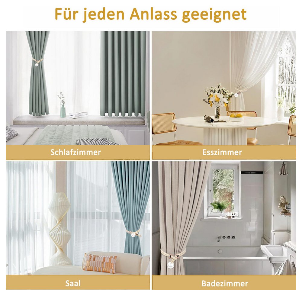 Minicloss Raffhalter Raffhalter Vorhang Raffhalte(Set, 2-tlg), Perle Seil Schnallen, (2-tlg), für Wohnzimmer Schlafzimmer Dekoration Hotel Fensterdekoration – Bild 5 von 5