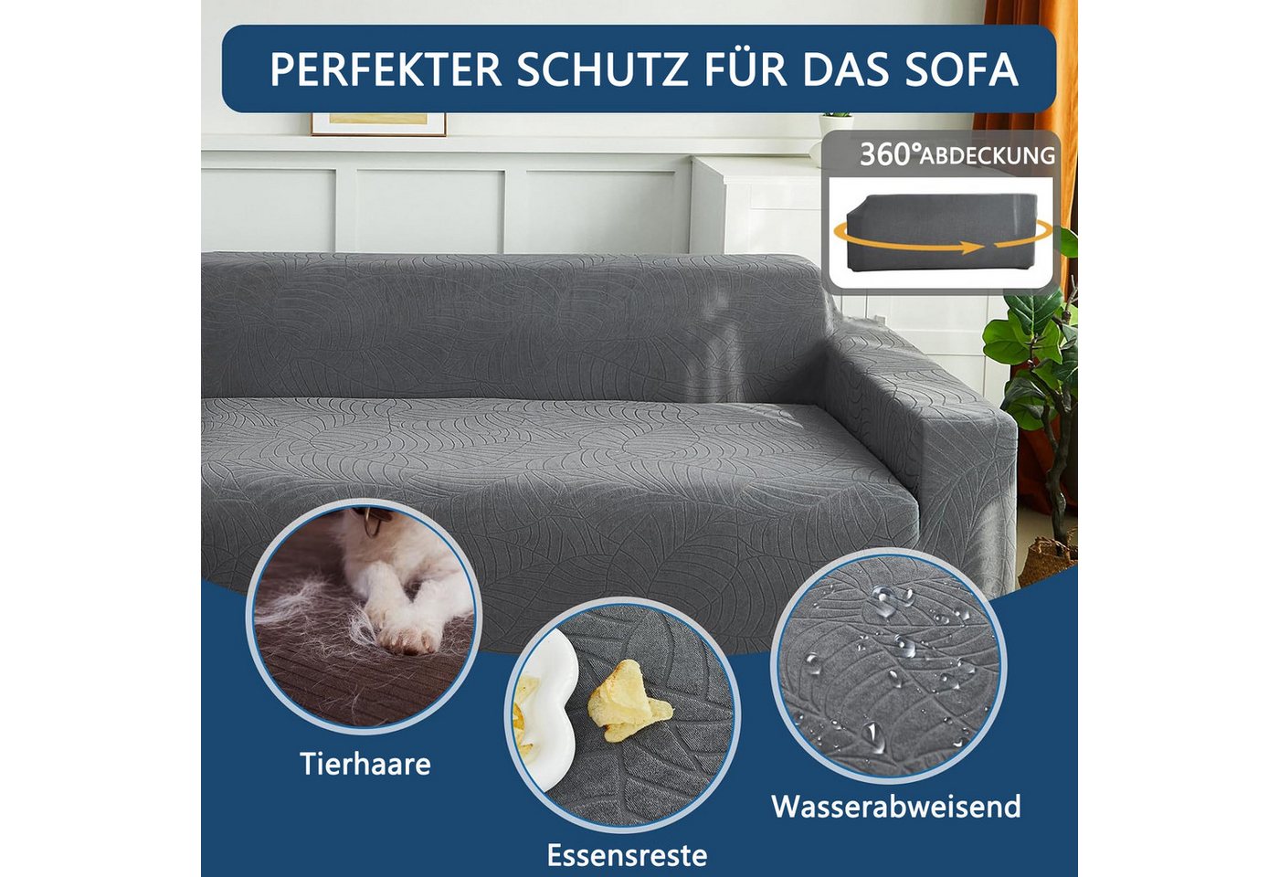 Minicloss Sofabezug High Stretch Sofabezug Moderne Sofaüberwurf Elastische Sofahusse, für Wohnzimmer Protector für Hunde Haustiere – Bild 5 von 5